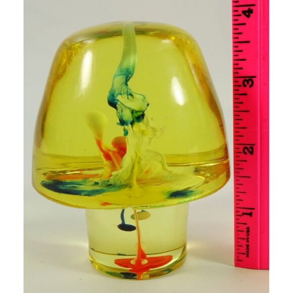 Vintage MCM Acrylic Lucite Mushroom Paperweight Yellow UNIQUE - Picture 7 of 10